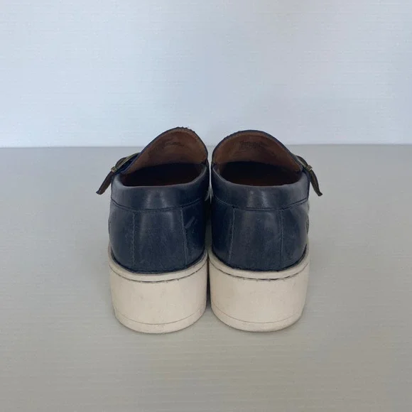 Born Contessa Navy Leather Buckle Platform Loafers Women Size 9 - Picture 6 of 11
